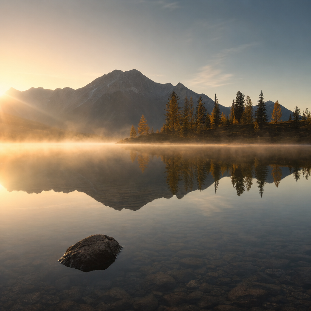 Still water at dawn, a picture of peace and rest for the anxious mind