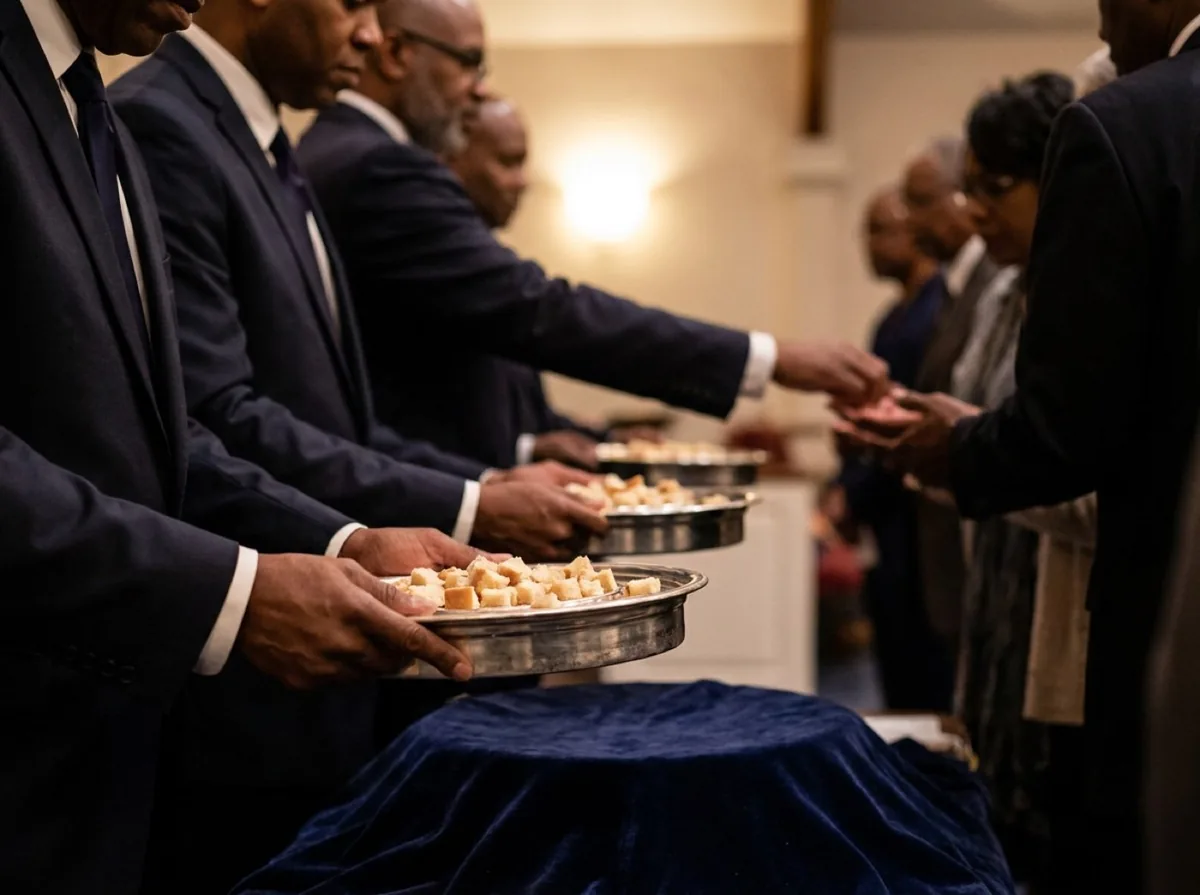 Deacons serving communion