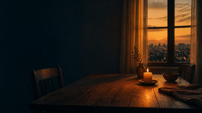 Why the Sabbath? &mdash; a quiet table and candle by a window at dusk