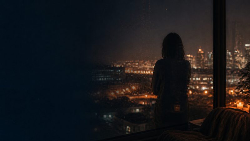 Why Do I Think This Way? &mdash; a lone figure reflected in a dark window at night