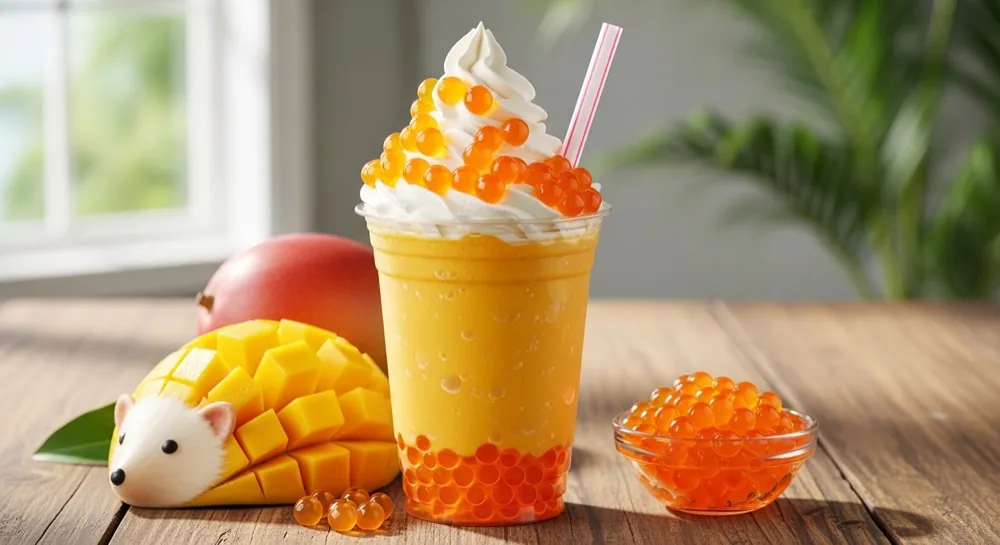 Mango boba drink served at The Oasis Pathfinder fundraiser